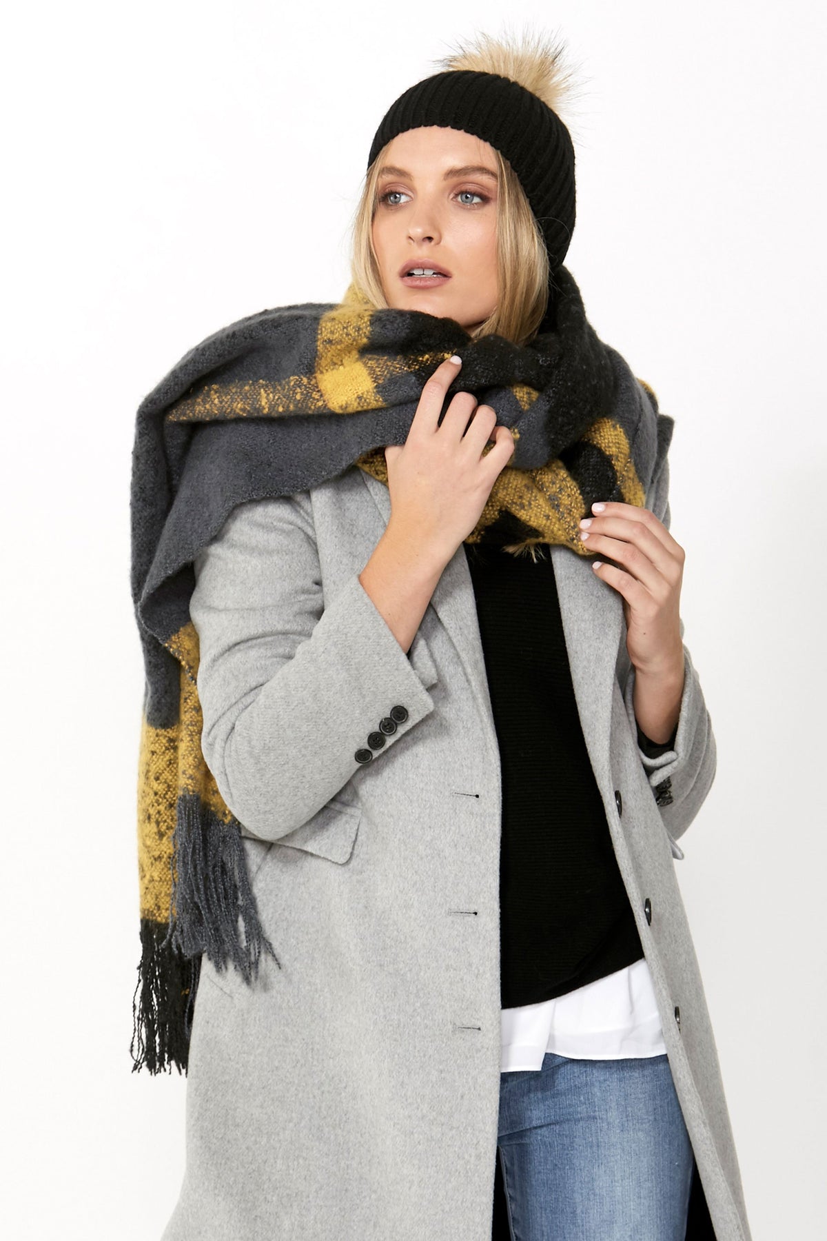[TEST] Wide Scale Plaid Check Scarf