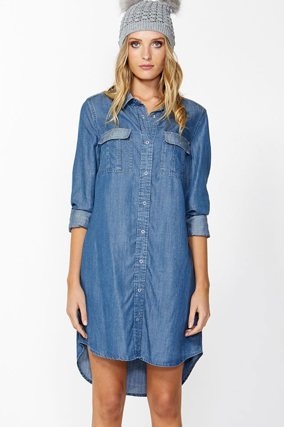 [TEST] Jacquelin Chambray Shirt Dress