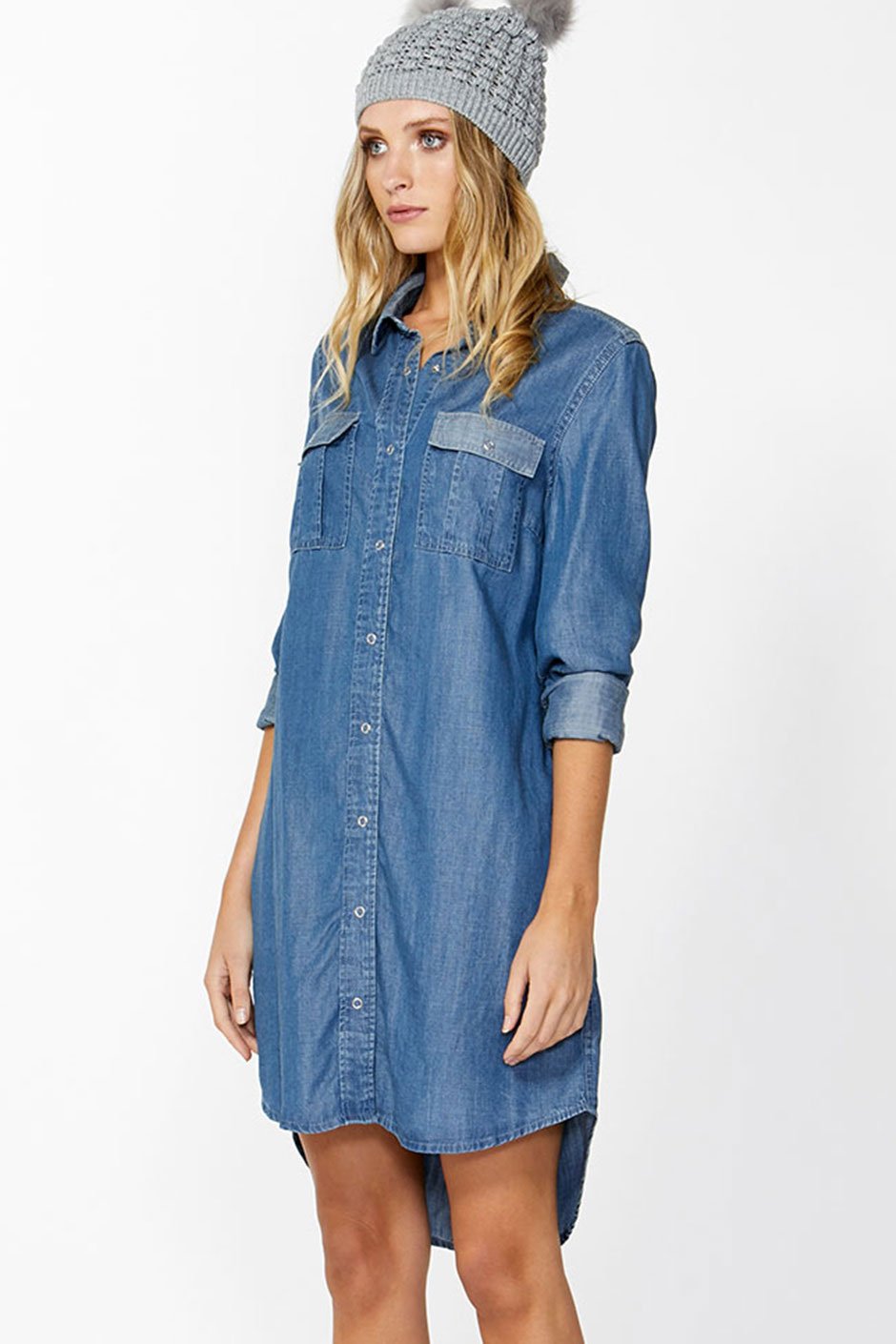[TEST] Jacquelin Chambray Shirt Dress