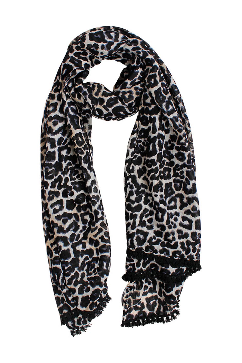 [TEST] Leopard Print Tassel Scarf