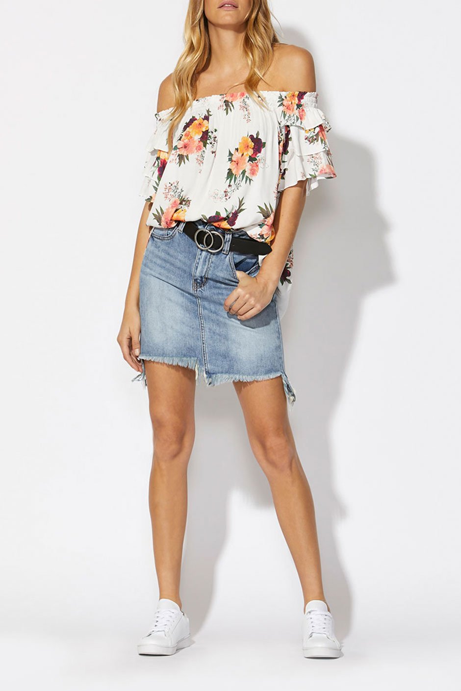 [TEST] Emma Chewed Hem Denim Mini