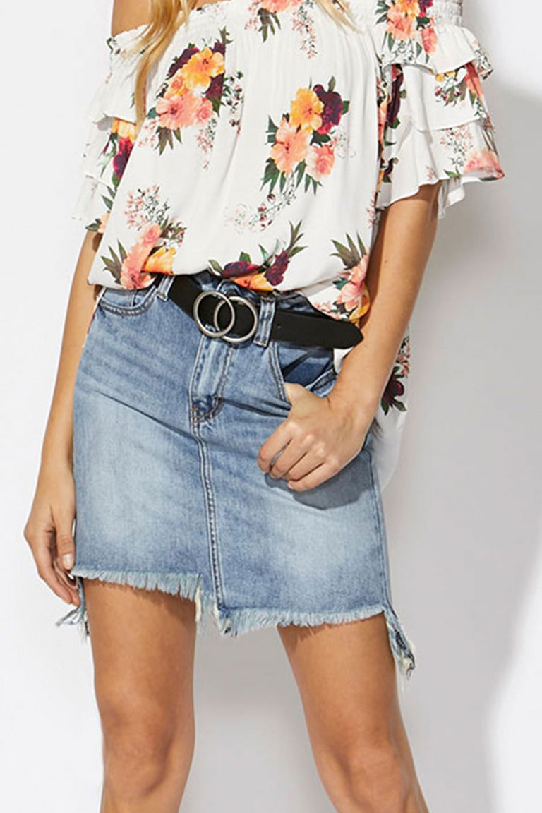 [TEST] Emma Chewed Hem Denim Mini