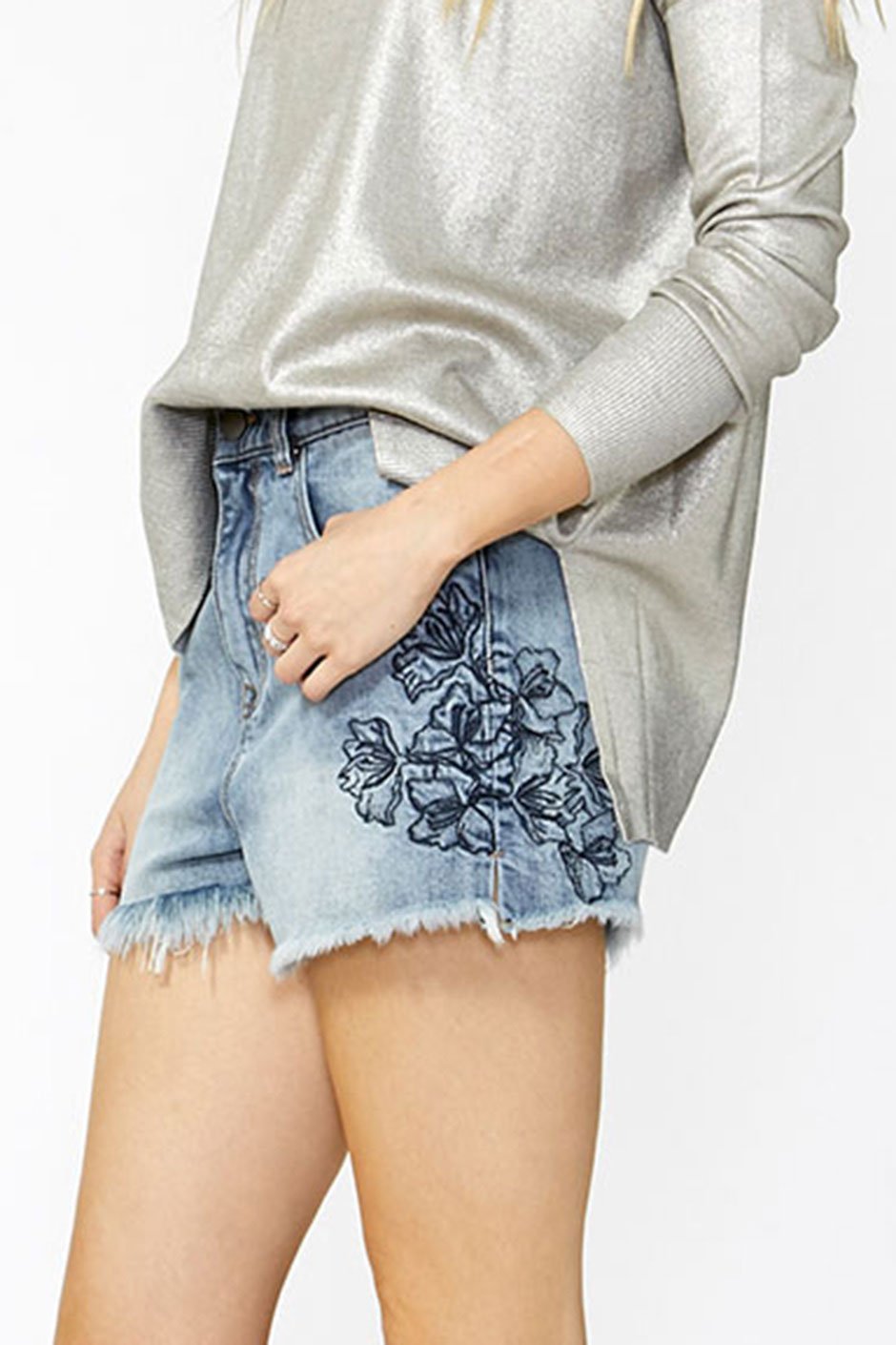 [TEST] Reese Embroidered Denim Short