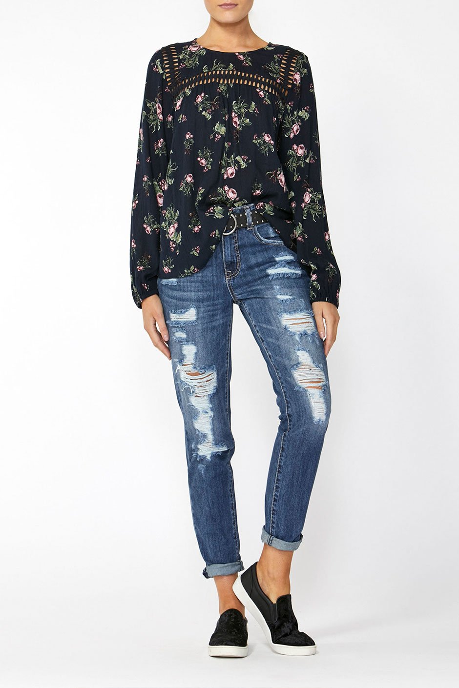 [TEST] Janelle Lace Trim Blouse