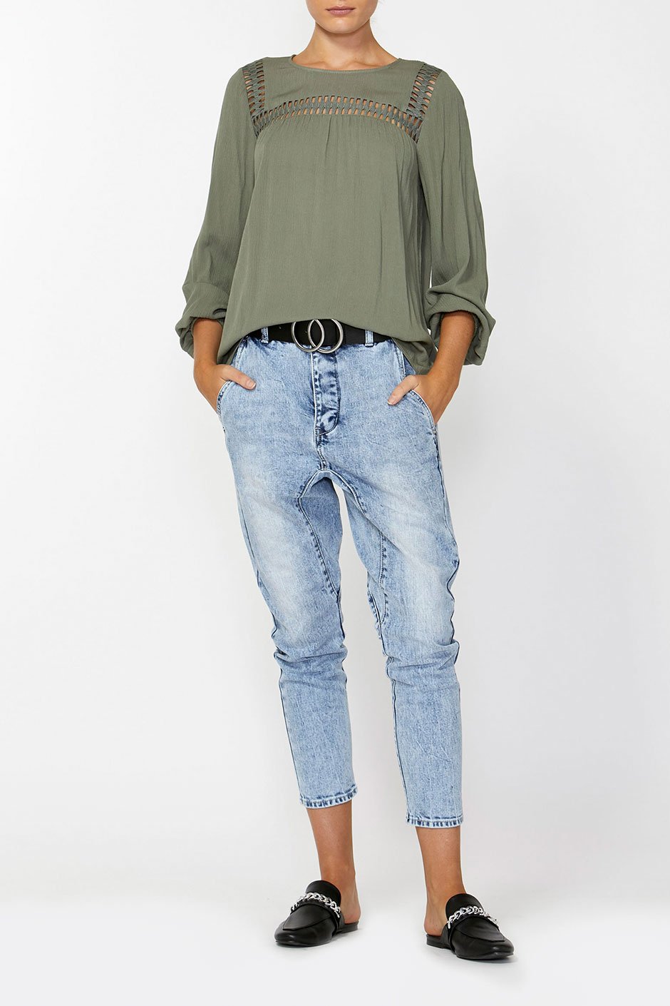 [TEST] Janelle Lace Trim Blouse