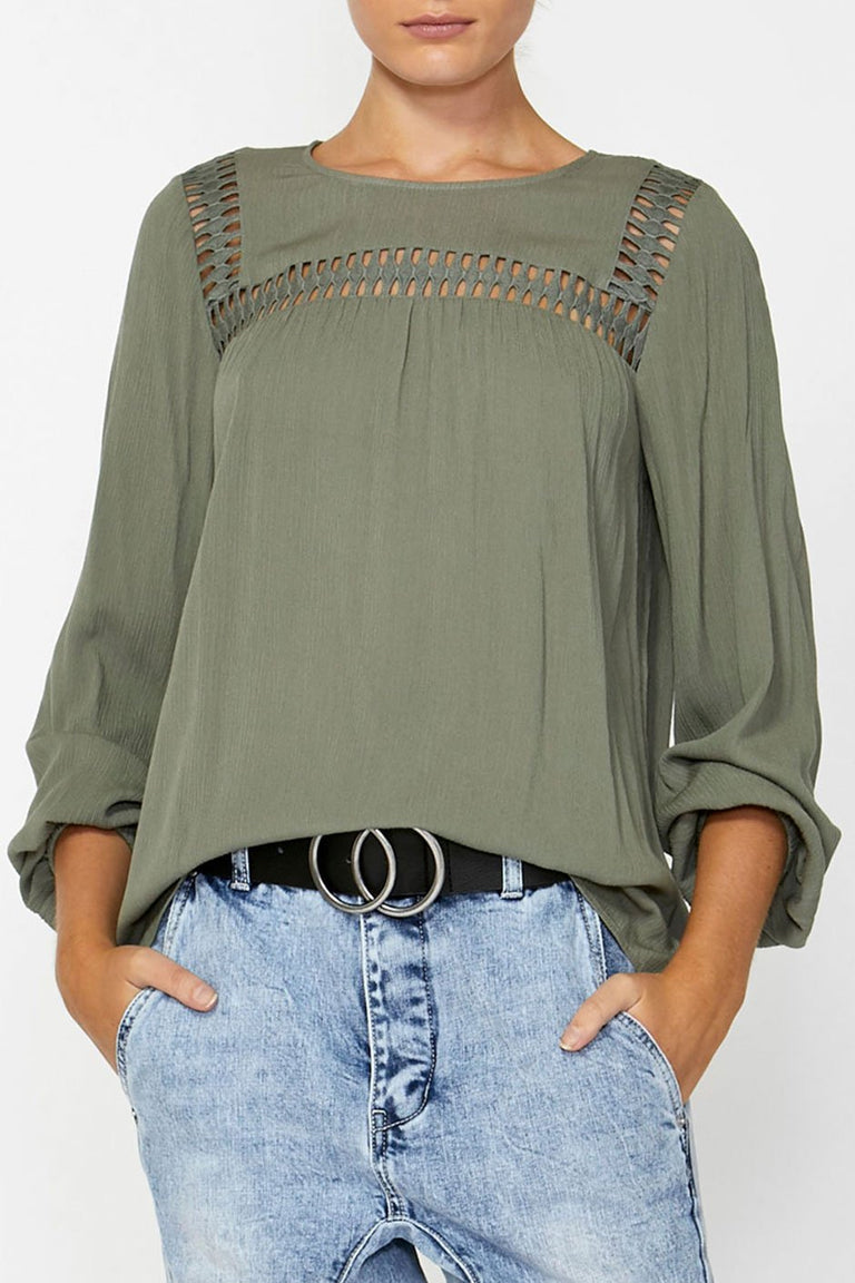 [TEST] Janelle Lace Trim Blouse