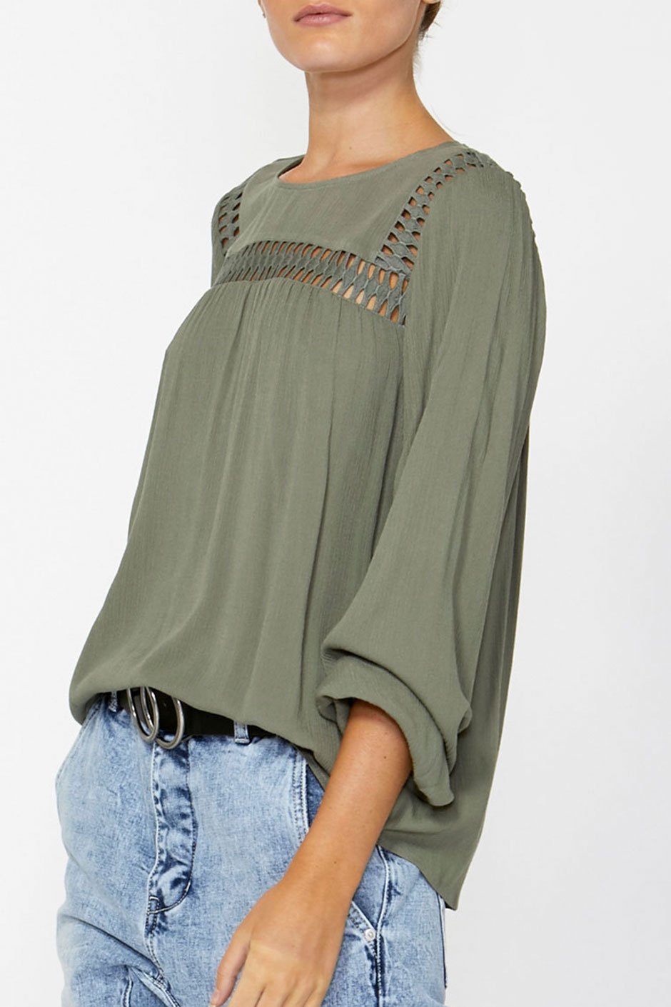 [TEST] Janelle Lace Trim Blouse