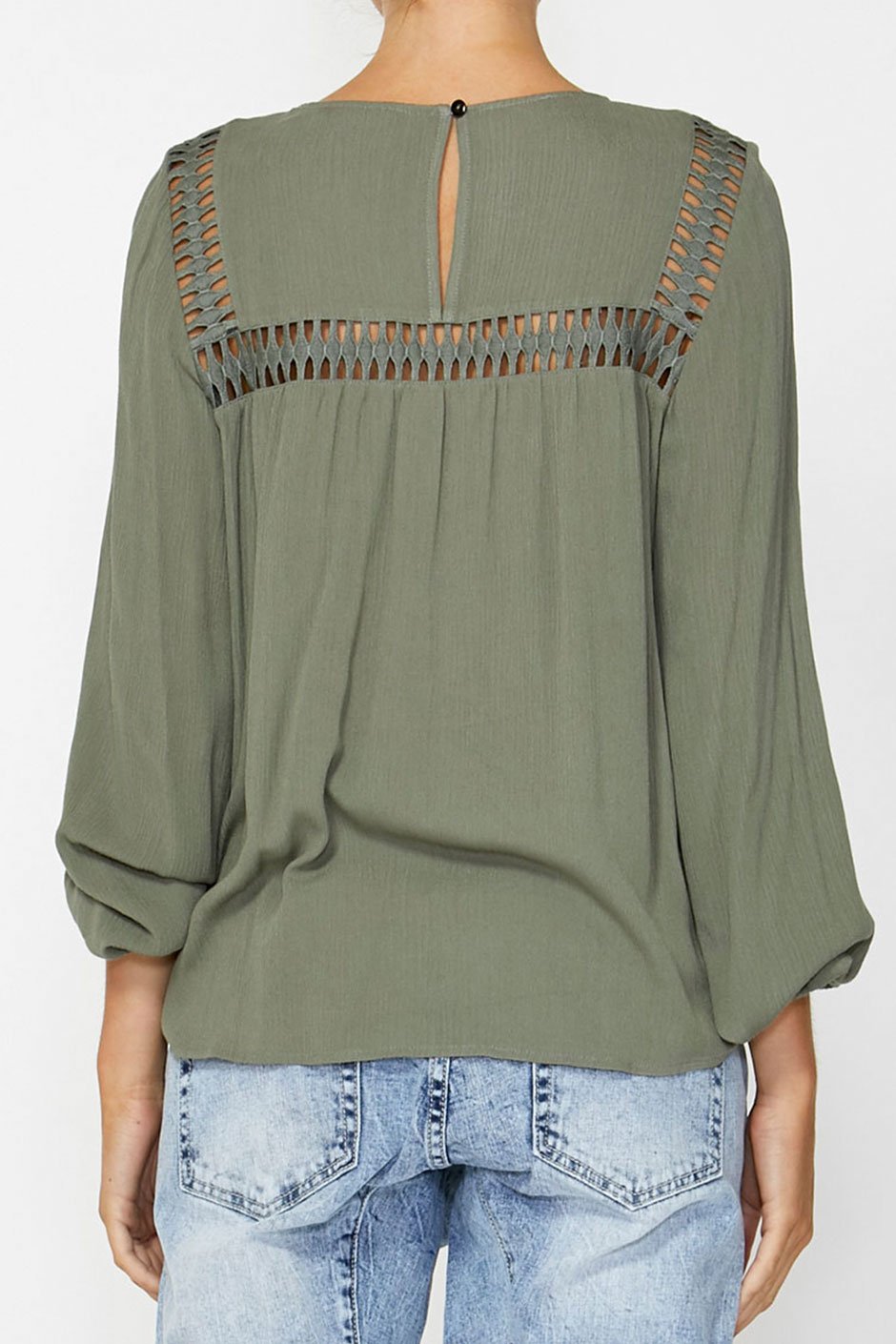 [TEST] Janelle Lace Trim Blouse