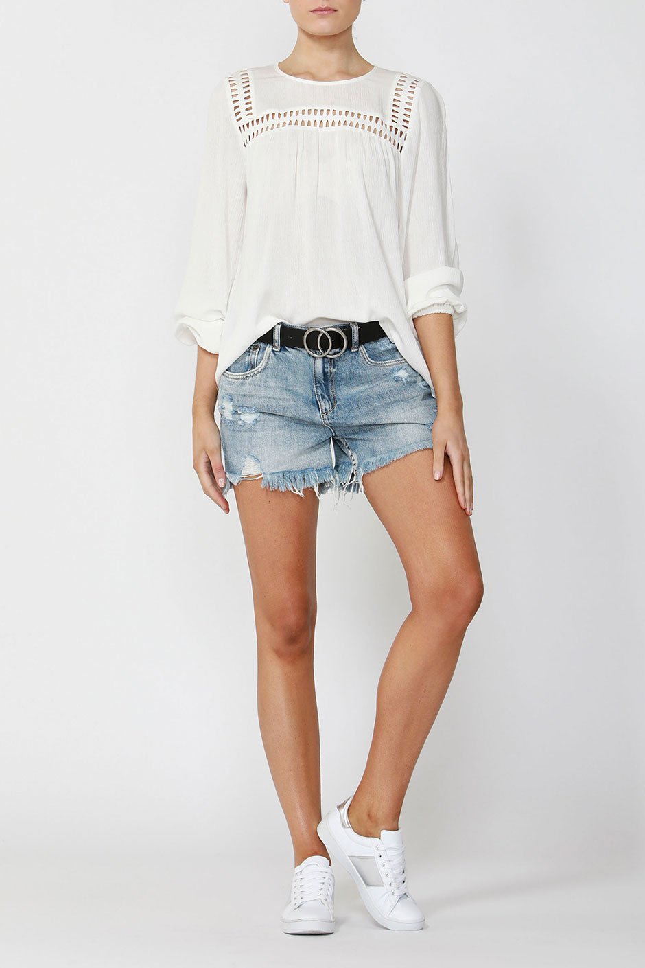 [TEST] Janelle Lace Trim Blouse