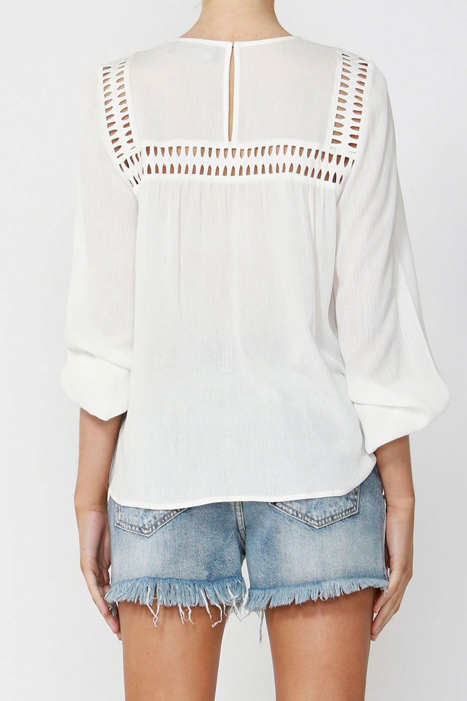 [TEST] Janelle Lace Trim Blouse