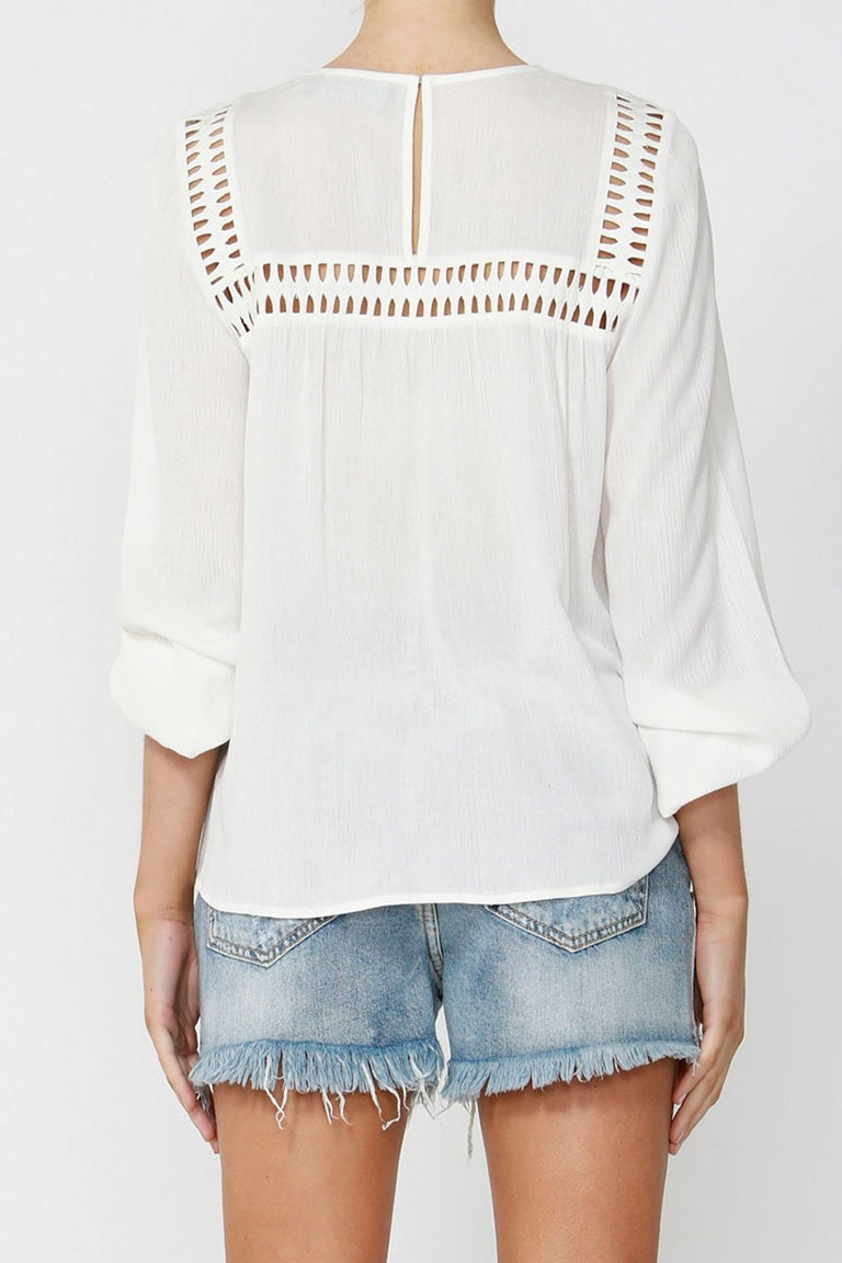 [TEST] Janelle Lace Trim Blouse
