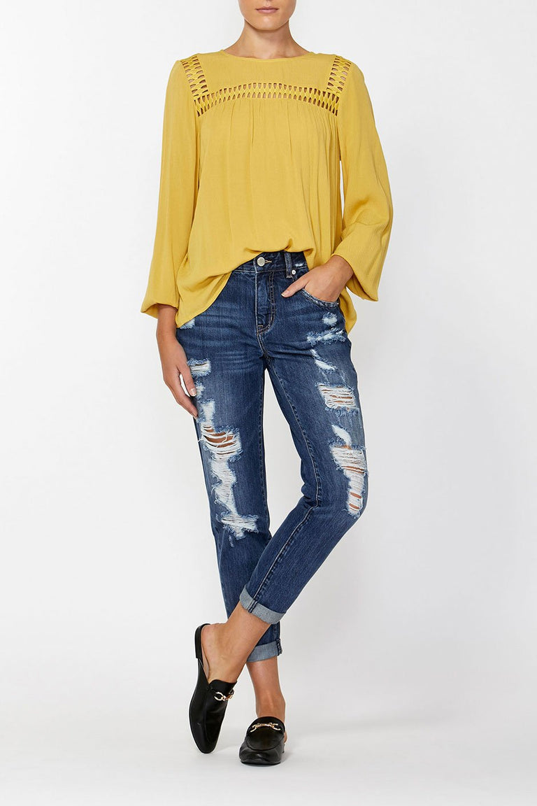 [TEST] Janelle Lace Trim Blouse