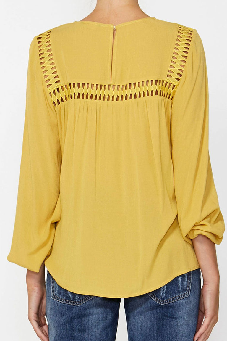 [TEST] Janelle Lace Trim Blouse