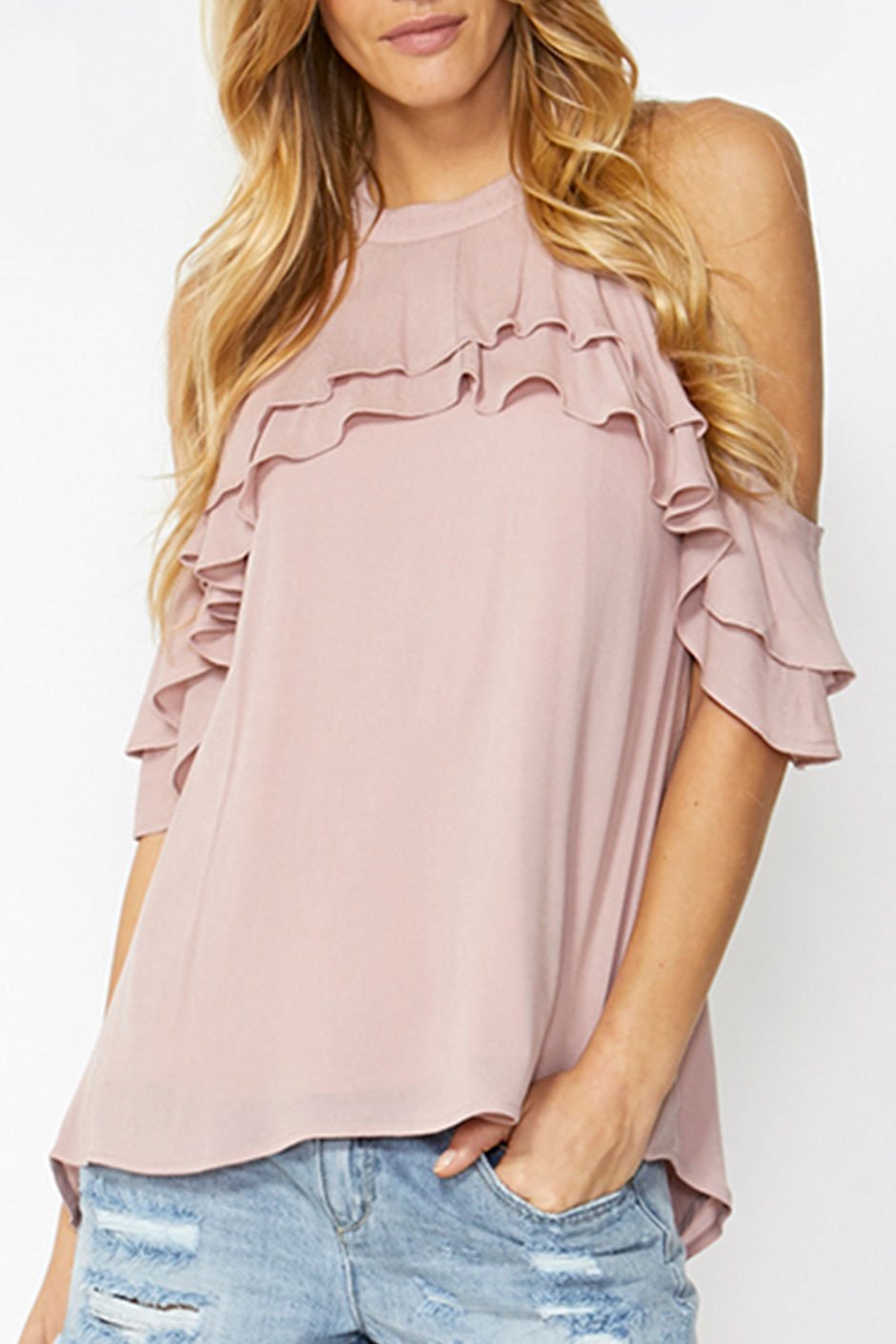 [TEST] Shae Ruffle Cold Shoulder Top