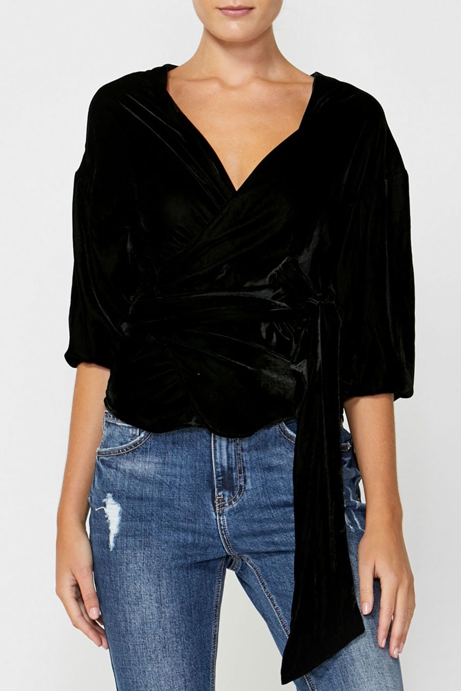 [TEST] Loretta Velvet Wrap Top