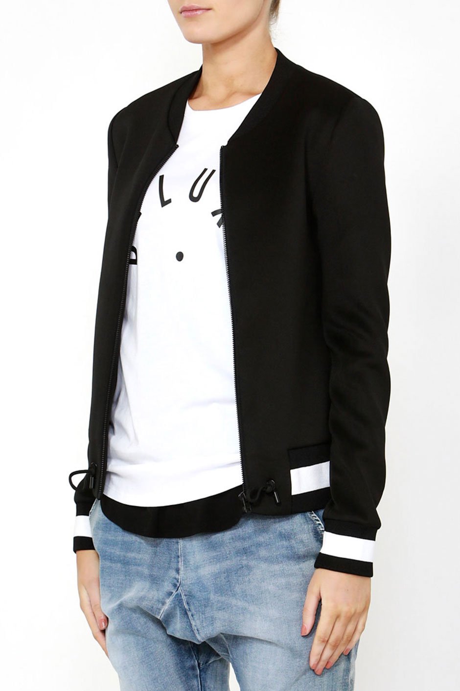 [TEST] Luxe Stripe Rib Bomber Jacket