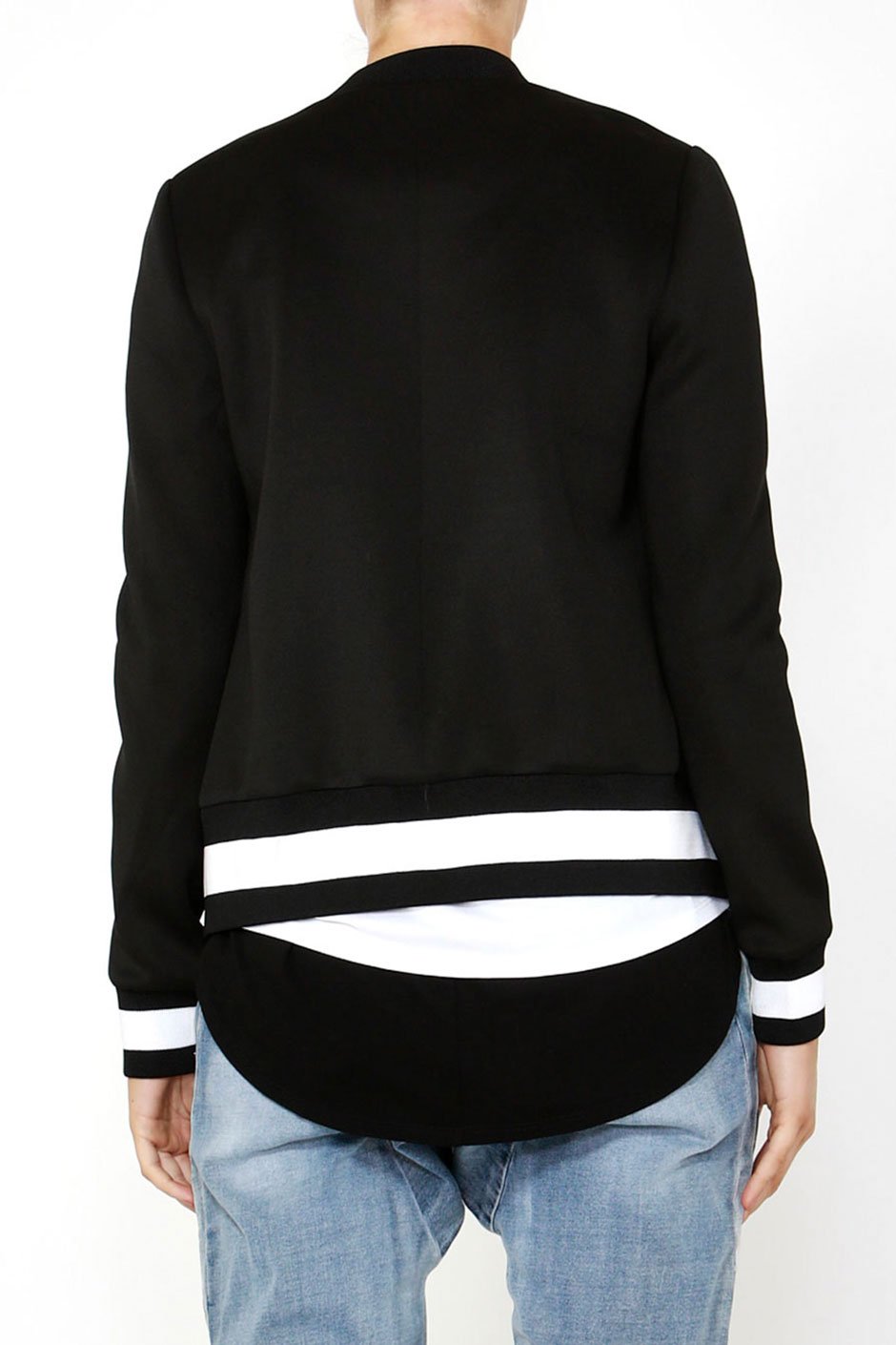 [TEST] Luxe Stripe Rib Bomber Jacket