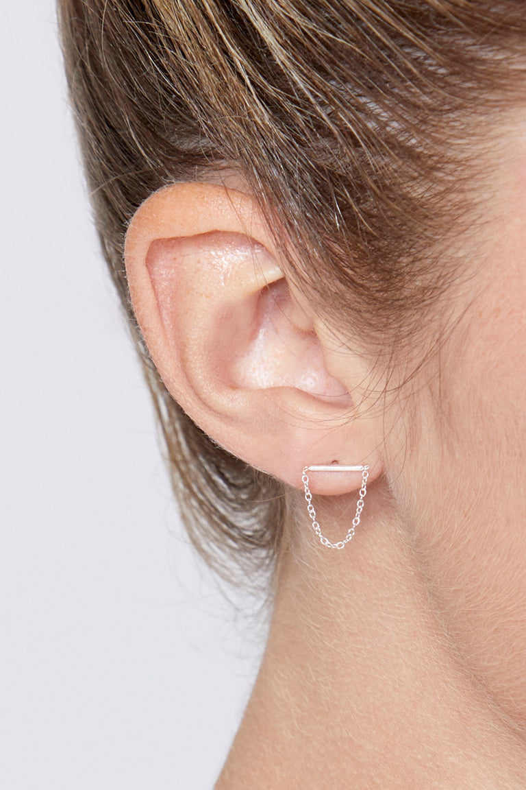 [TEST] Sterling Silver Bar Chain Stud
