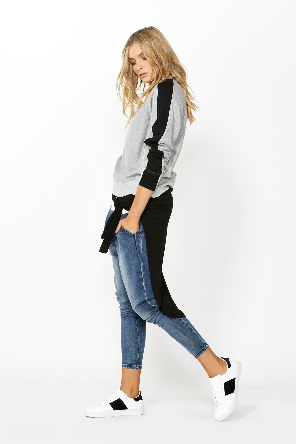 [TEST] Luxe Step Hem Stripe Sweat