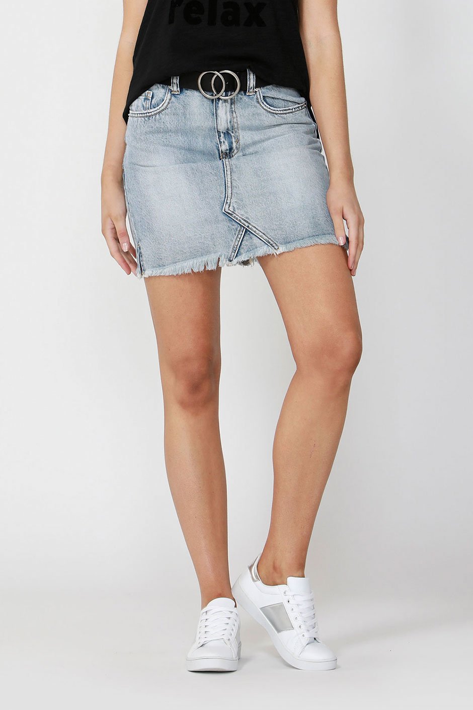 [TEST] Prudence Raw Hem Denim Skirt