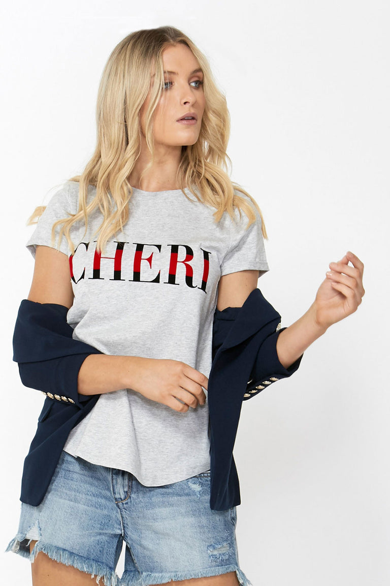 [TEST] Cheri Stripe Text Tee