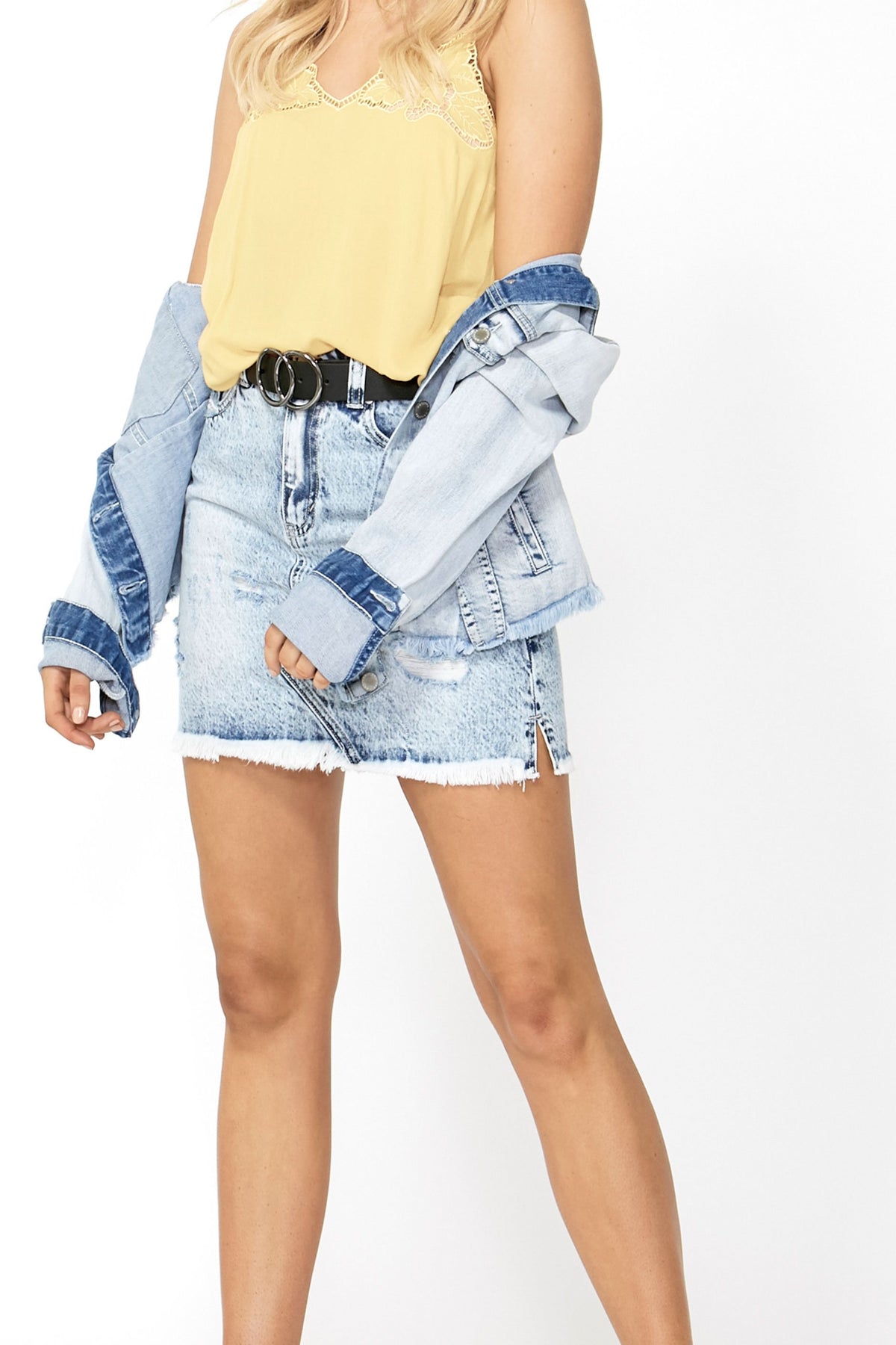 [TEST] Dalia Distressed Denim Skirt