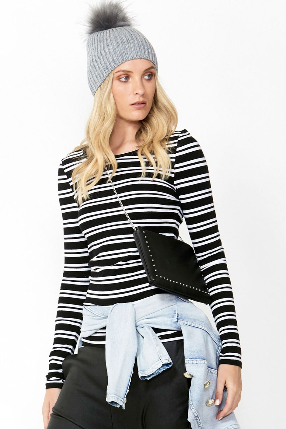 [TEST] Stripe Long Sleeve Crew Top