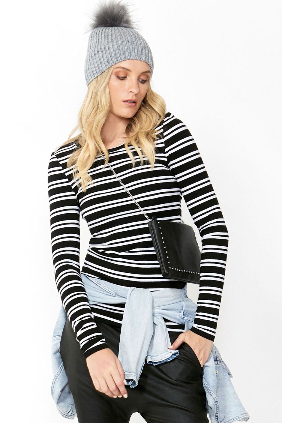 [TEST] Stripe Long Sleeve Crew Top