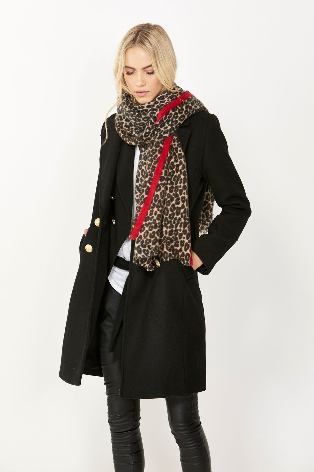 [TEST] Soft Leopard Twin Lines Scarf