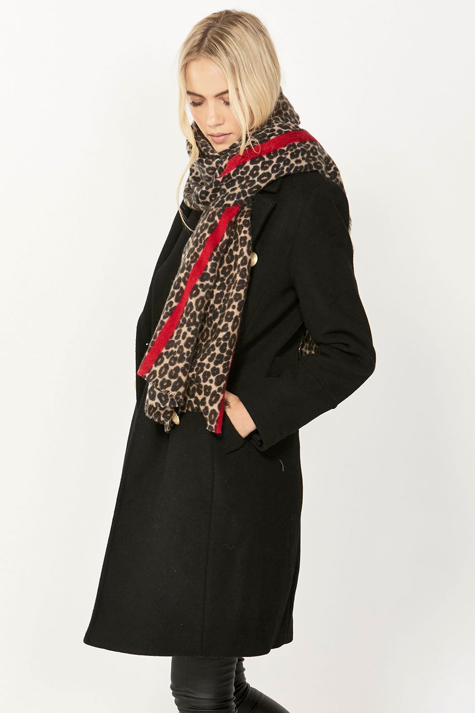 [TEST] Soft Leopard Twin Lines Scarf