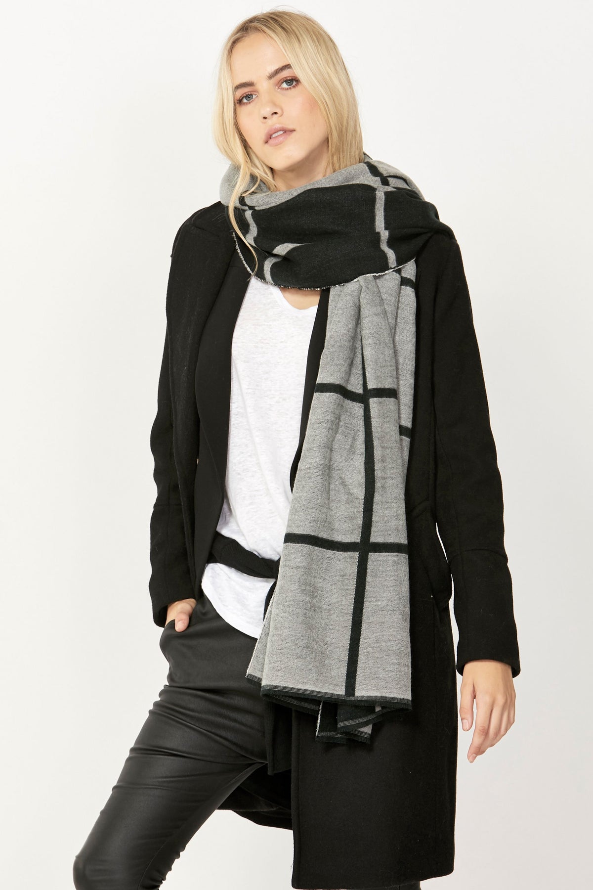 [TEST] Wide Check Two Tone Scarf