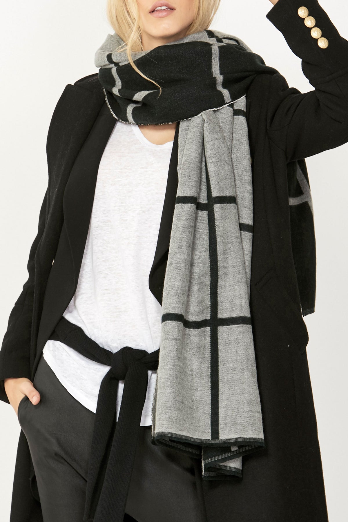 [TEST] Wide Check Two Tone Scarf