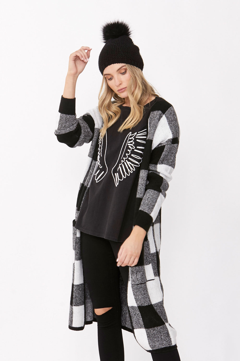 [TEST] Avery Check Knit Cardigan