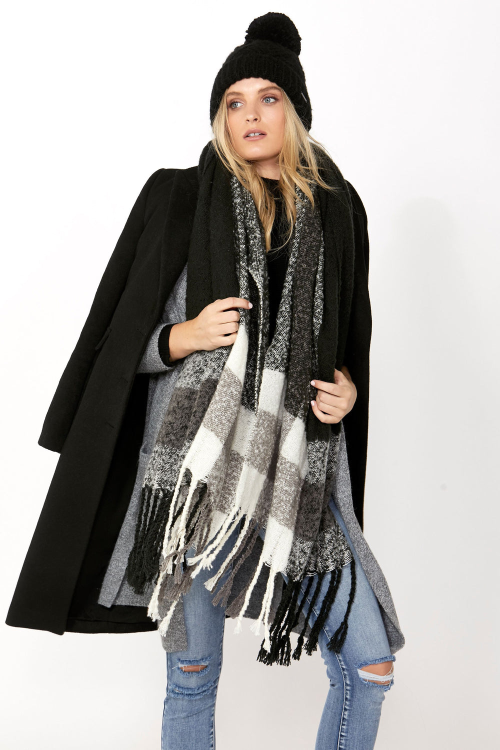 [TEST] Phoebe Check Textured Scarf