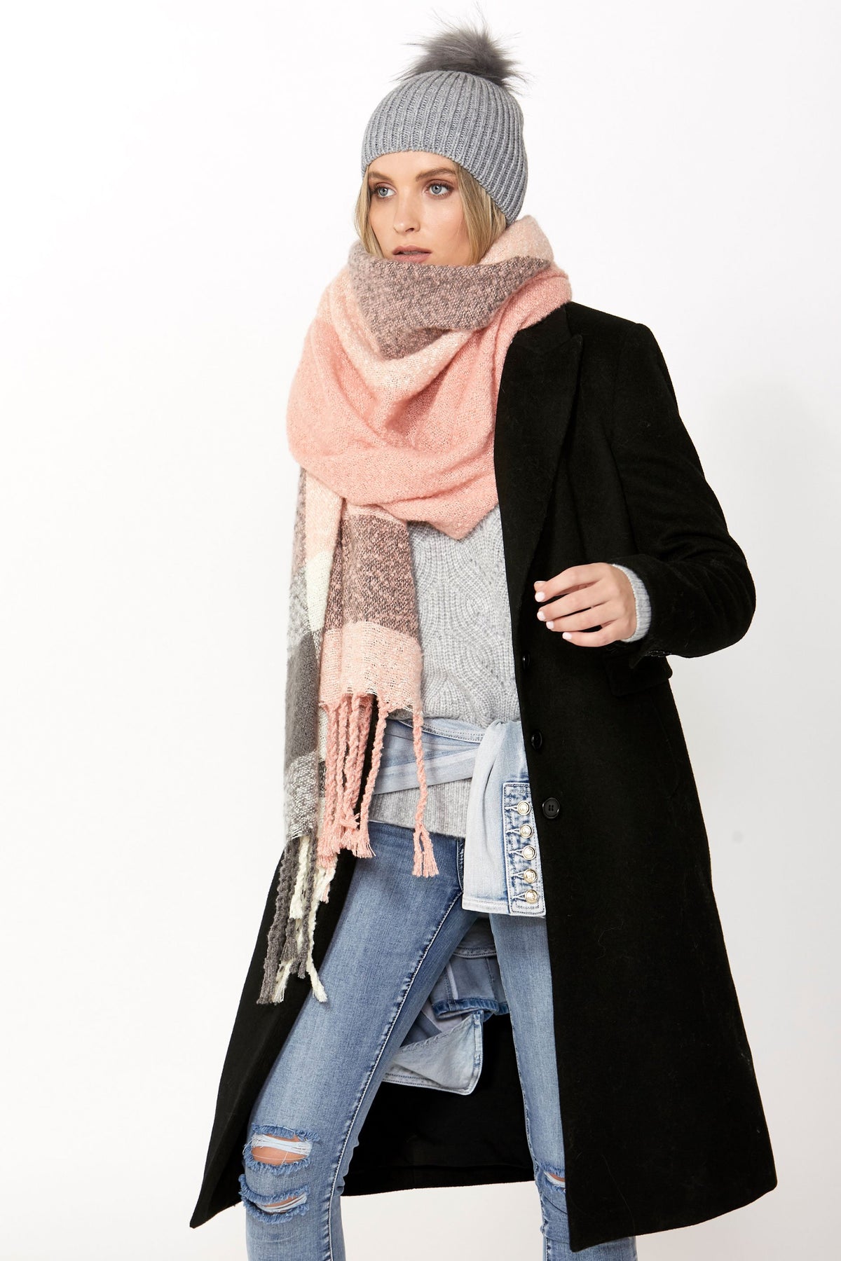 [TEST] Phoebe Check Textured Scarf