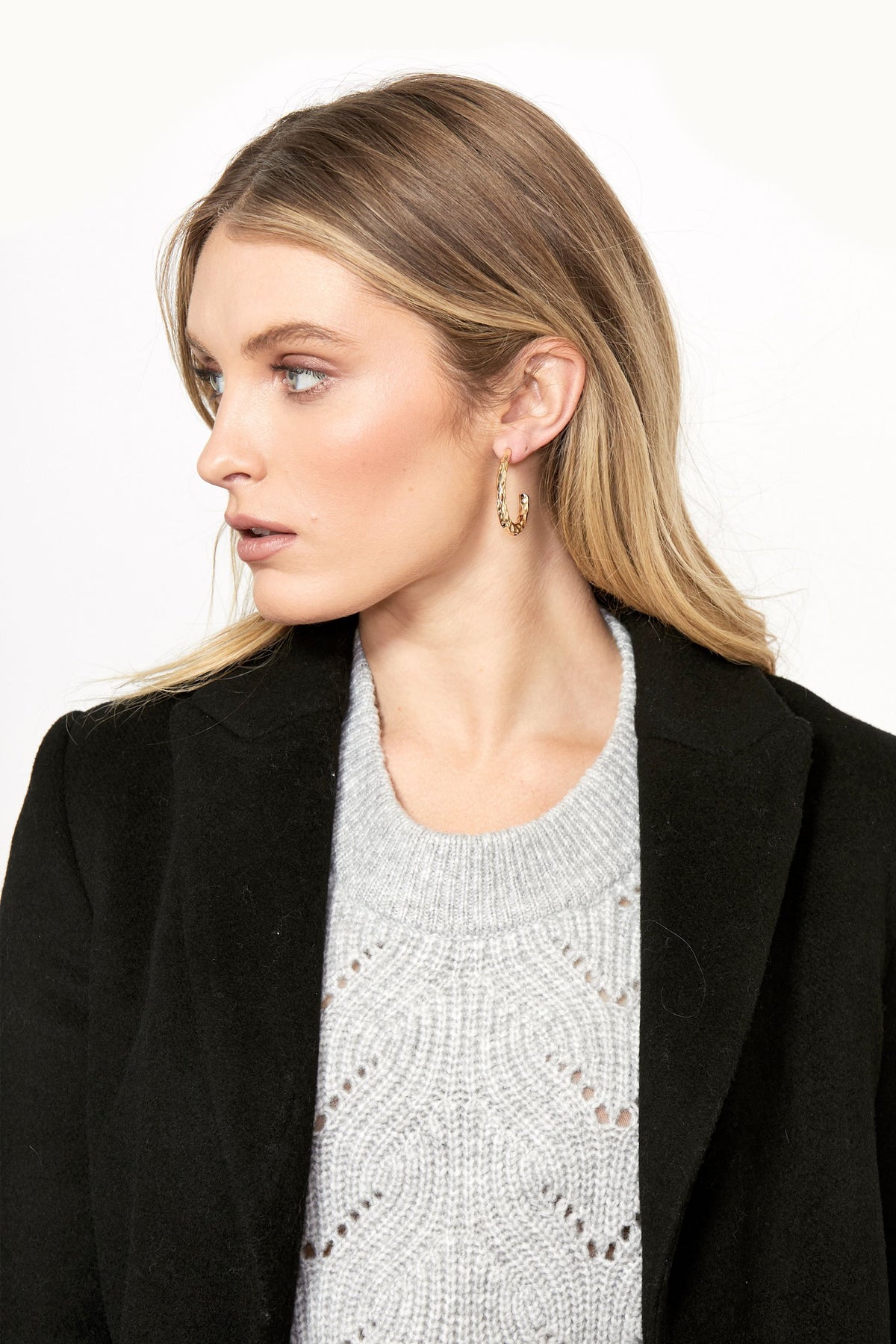 [TEST] Jewel Hammered Oval Earrings