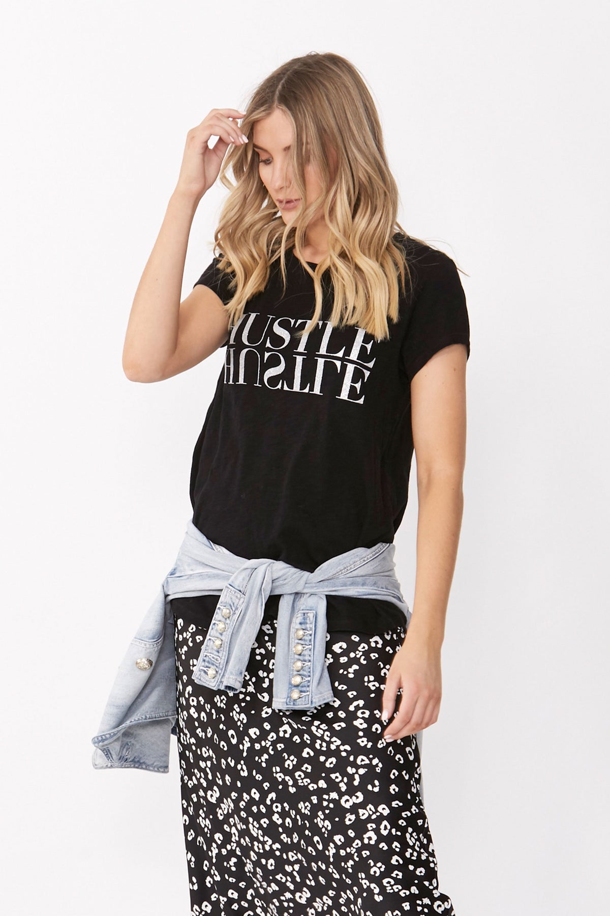 [TEST] Hustle Glitter Text Tee
