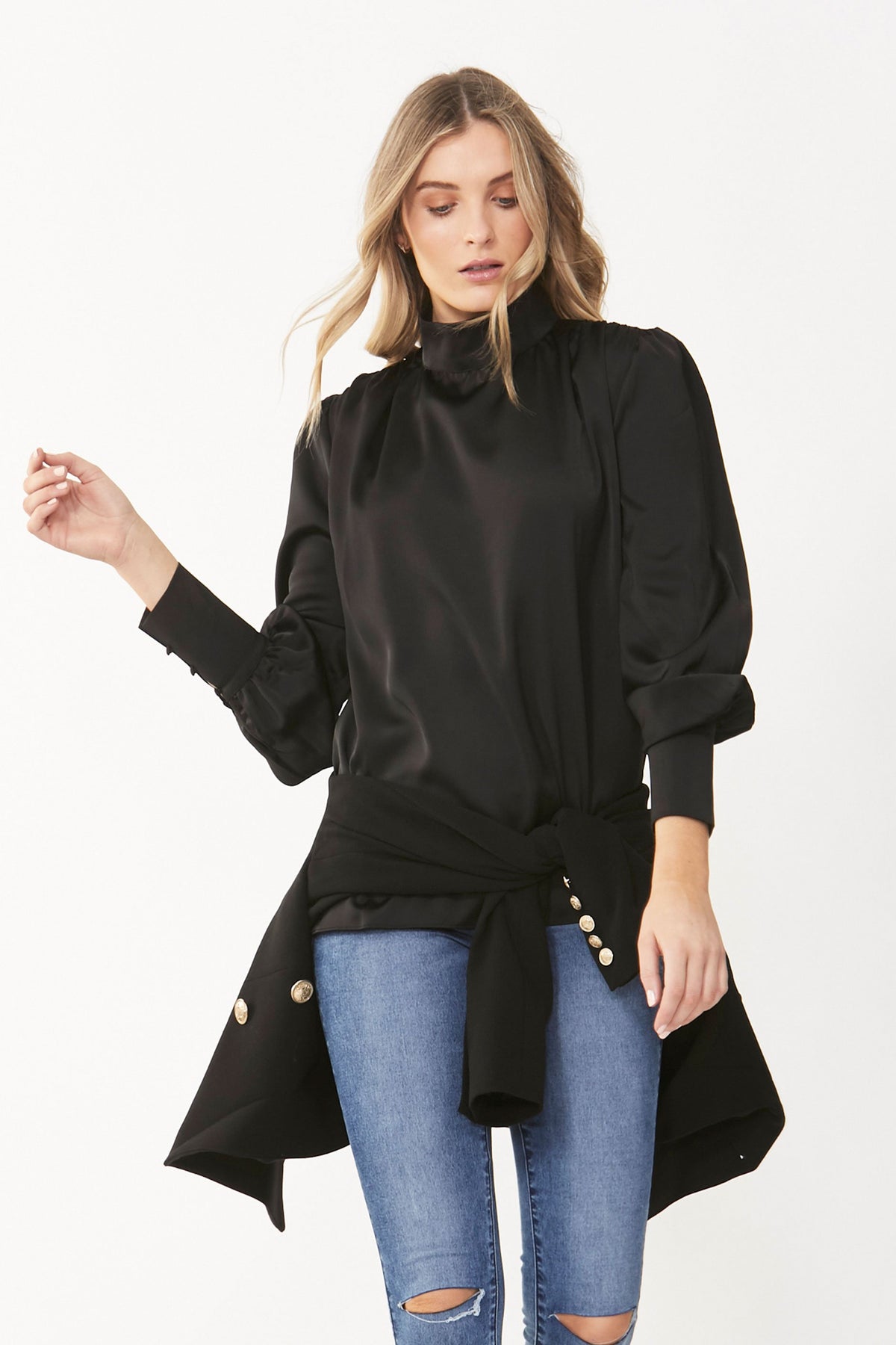 [TEST] Demi Satin High Neck Blouse