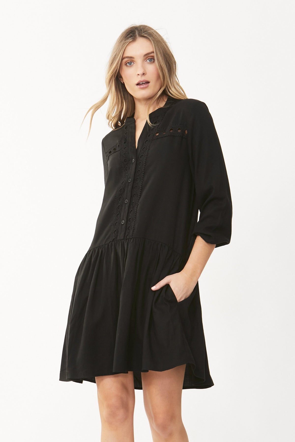 [TEST] Elsie Lace Detail Shirt Dress