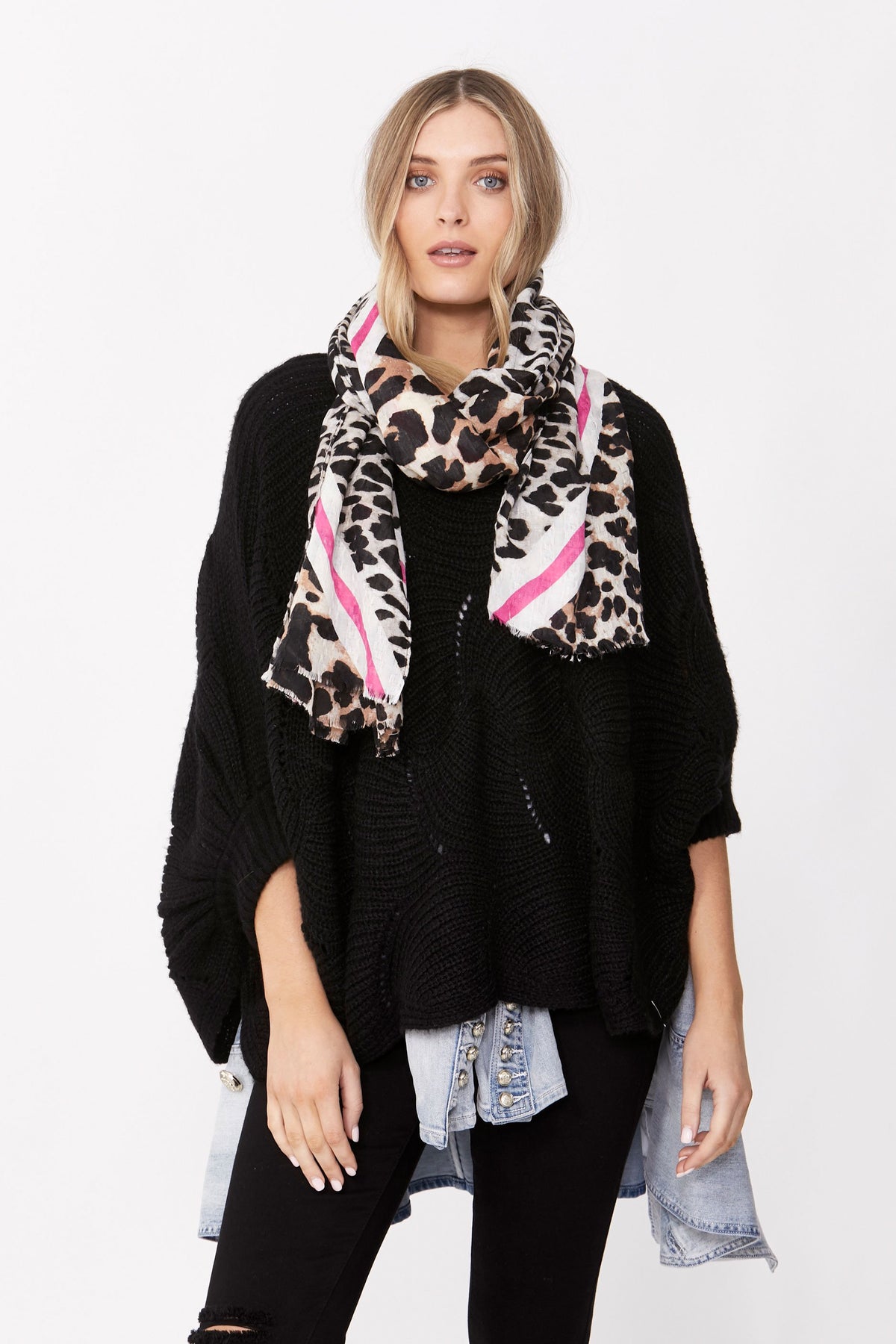[TEST] Mixed Animal Frayed Edge Scarf