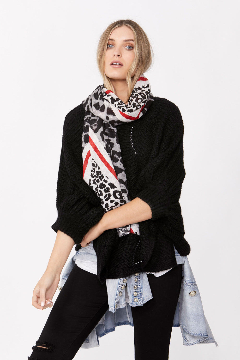 [TEST] Mixed Animal Frayed Edge Scarf
