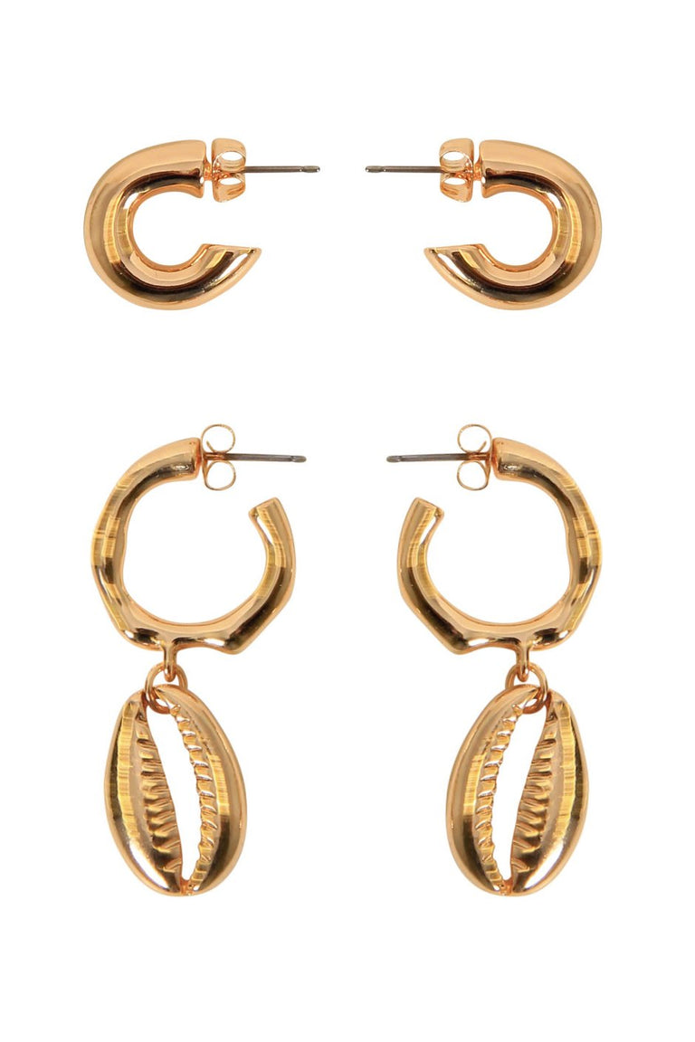 [TEST] Shell 2 Pack Hoop Earrings