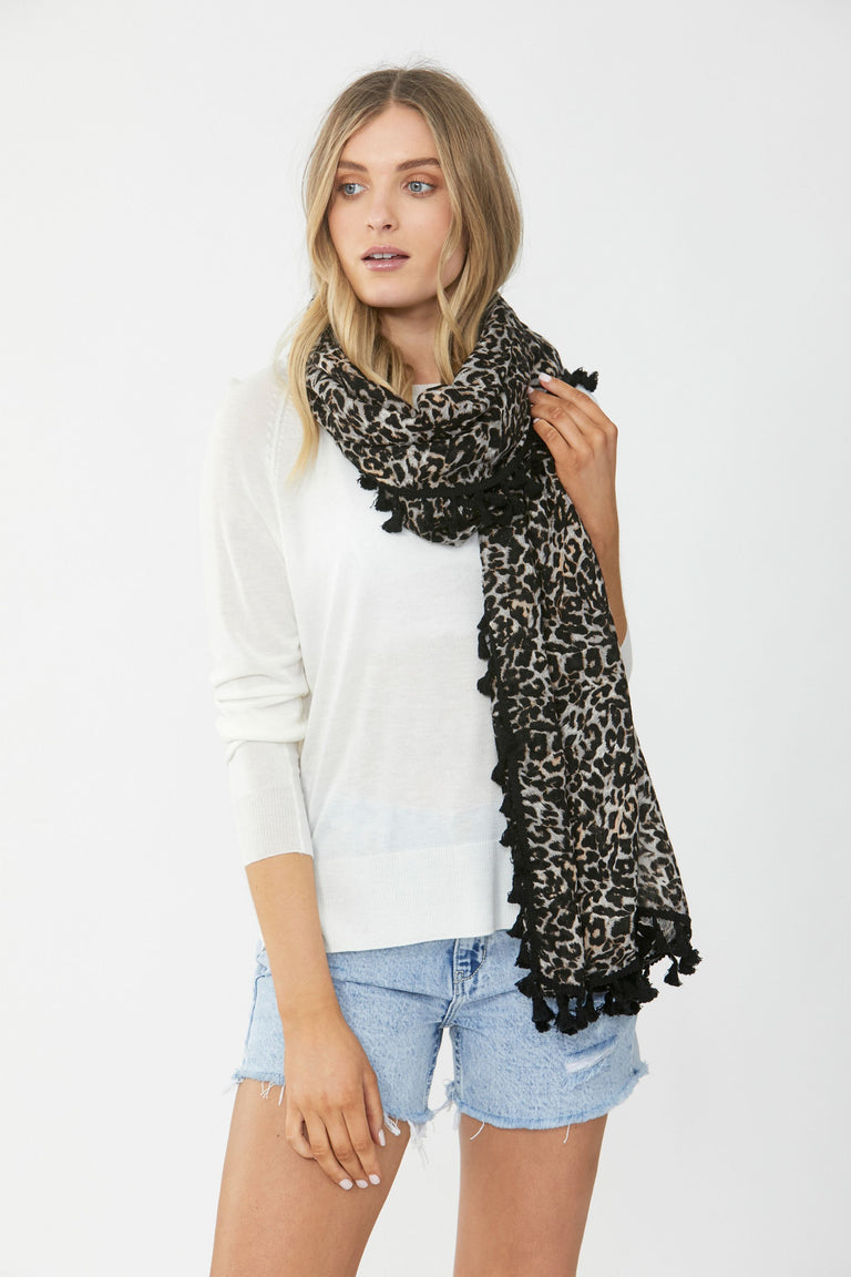 [TEST] Wild Cat Tassel Textured Scarf