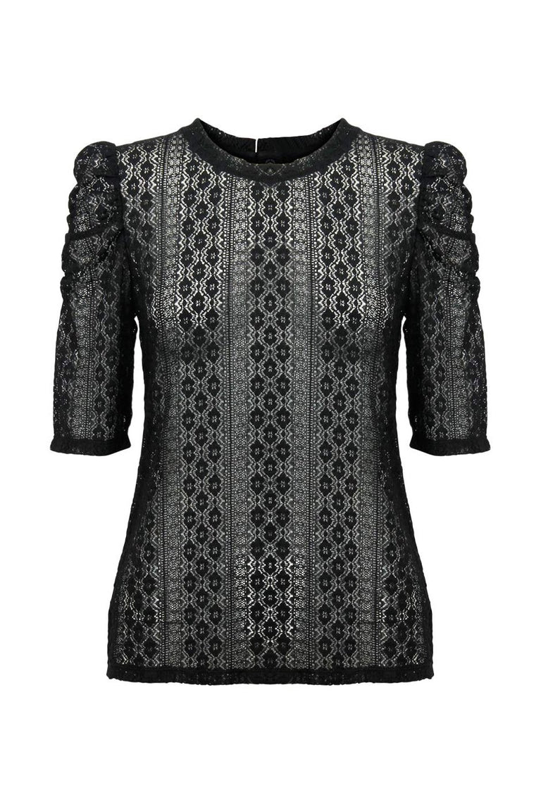 [TEST] Zoya Lace Ruched Sleeve Top