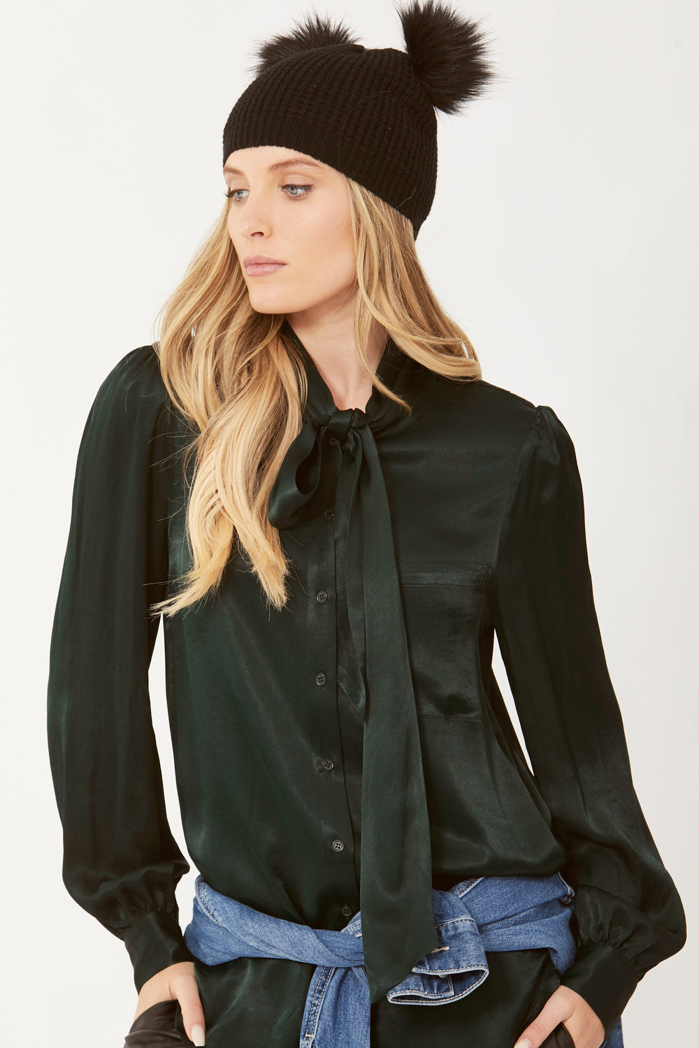[TEST] April Satin Tie Neck Top