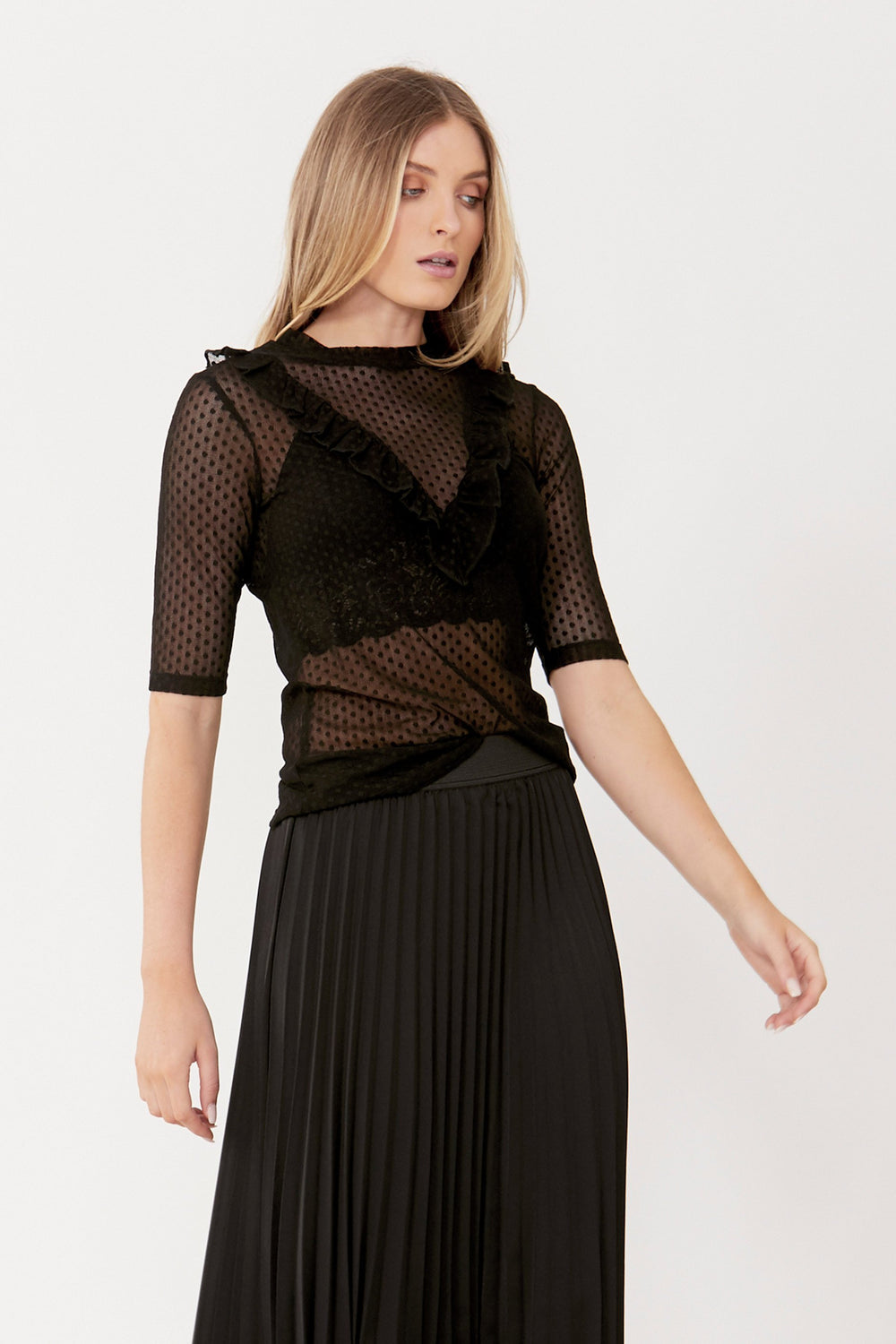 [TEST] Lucy Spot Mesh Top