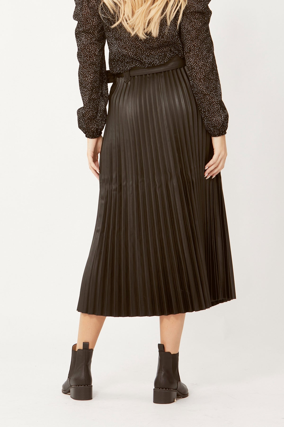 [TEST] Lilly Pleated PU Midi Skirt