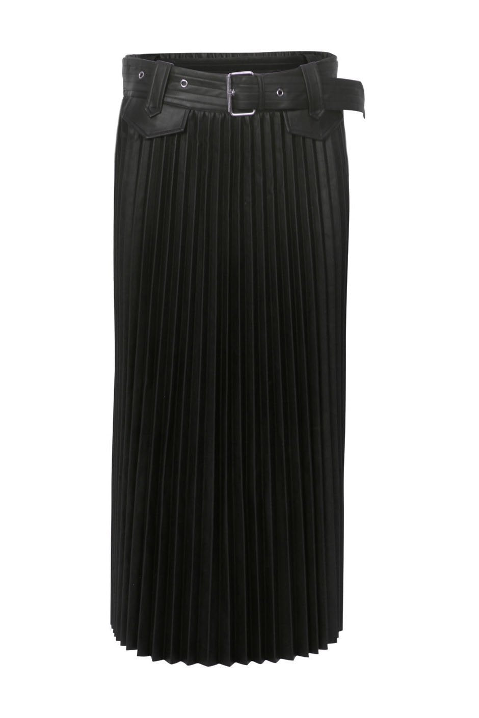 [TEST] Lilly Pleated PU Midi Skirt