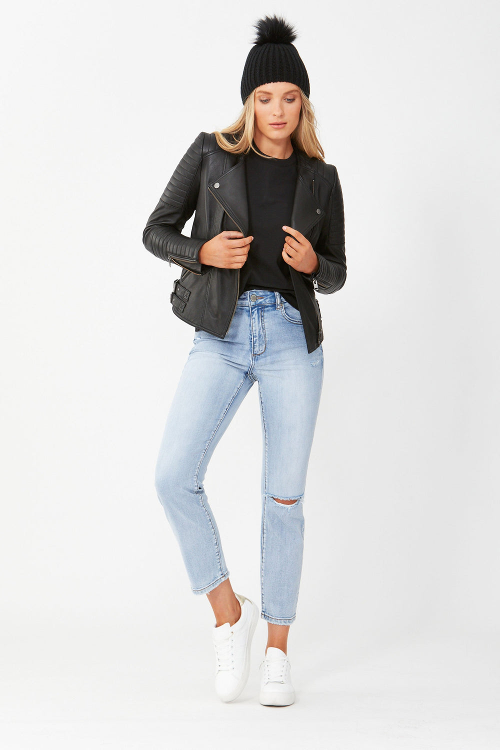 [TEST] Cory Collarless Leather Jacket