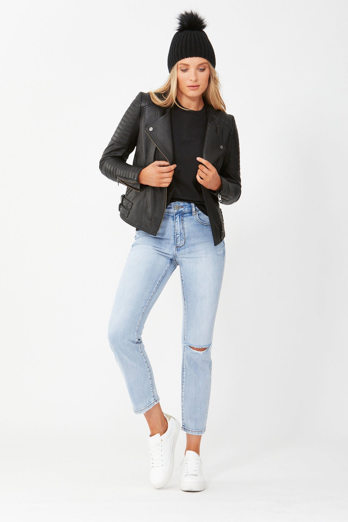 [TEST] Cory Collarless Leather Jacket